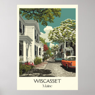 Poster Wiscasset Maine Vintage Historic Street Art