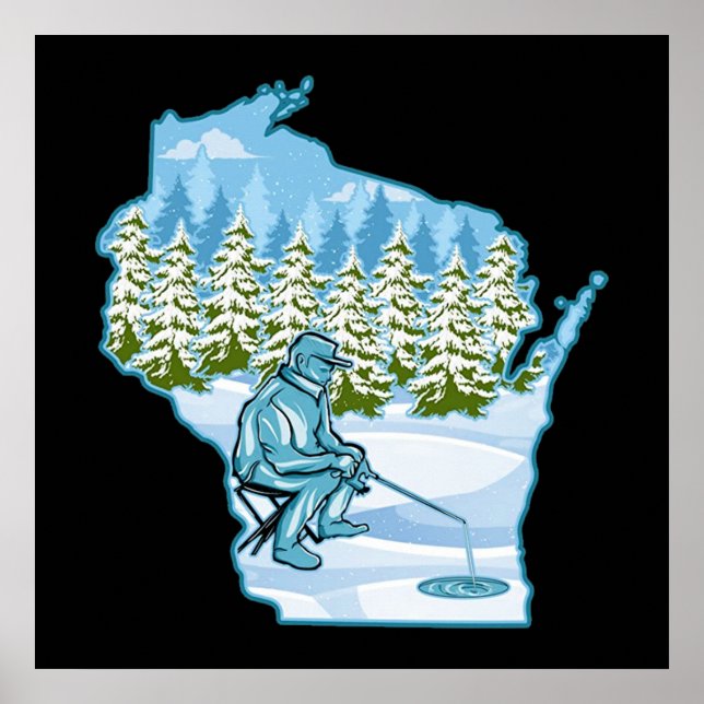 Poster Wisconsin État de la pêche dans les glaces (Devant)