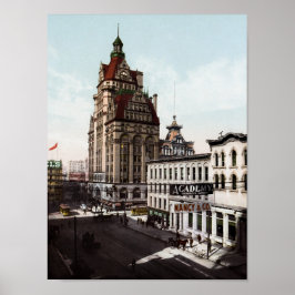 Poster Wisconsin Street À Milwaukee - 1900 Photochrom