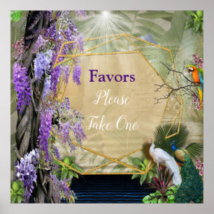 Poster Wisteria & grands oiseaux, Thèmes Dreamscape