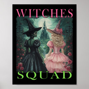 Poster Witch Squad Halloween sorcières rose et vert sorci