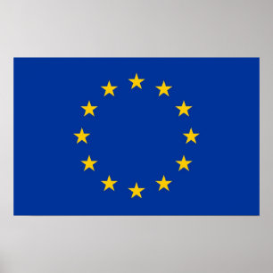 Poster with Flag of European Union