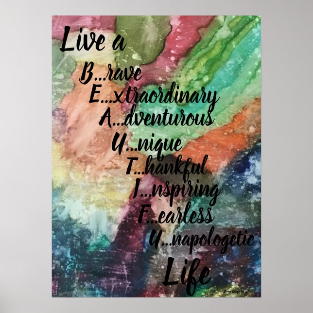 Poster with live a beautiful life (Vorne)
