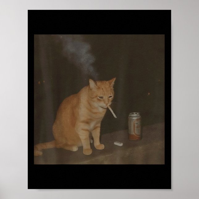 Poster Wizard Cigarette Kitten Drôle Fumer Cat Meme Bra (Devant)
