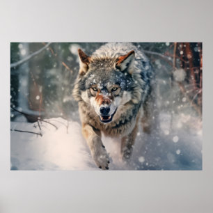 Poster Wolf Animal Wilderness Mur Art coloré