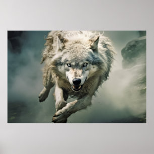 Poster Wolf Animal Wilderness Mur Art coloré