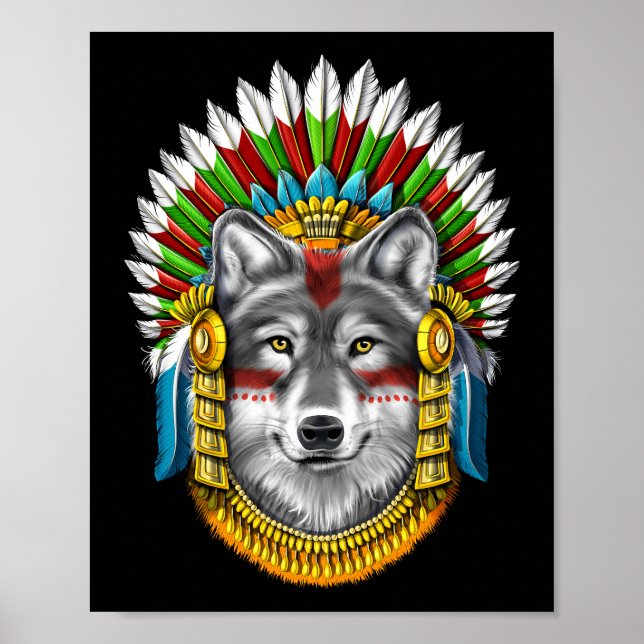 Poster Wolf Aztec (Devant)