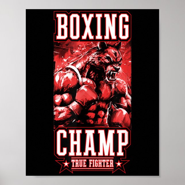 Poster Wolf Boxing Champ _ Boxer Fighter Motivation  (Devant)