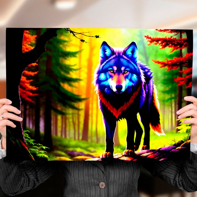 Poster Wolf Bright Forest Animal Neon Dawn sauvage (Créateur téléchargé)