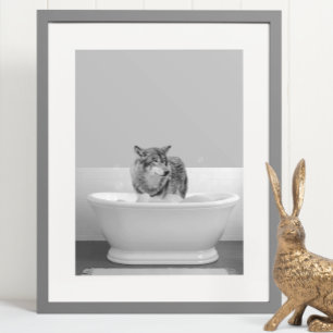 Poster Wolf dans la baignoire Baignoire Bain à bulle