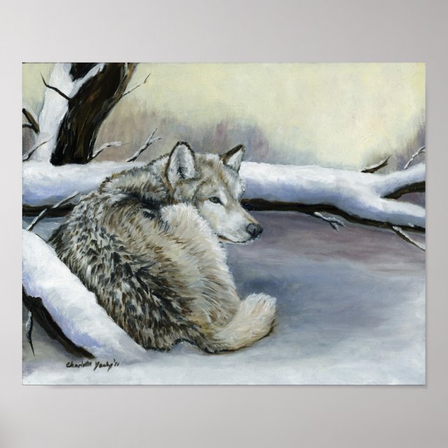 Poster Wolf en art de la neige (Devant)