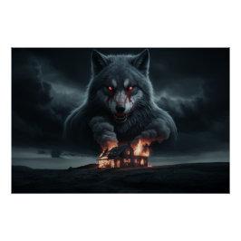 Poster Wolf Feu
