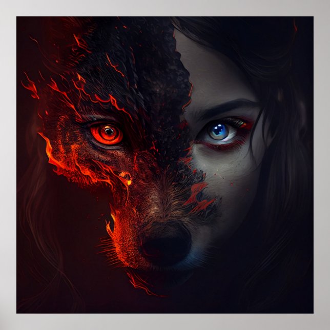 Poster Wolf Fire (Vorne)