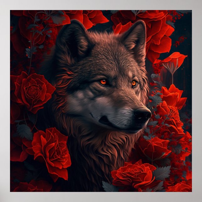 Poster Wolf Fleur (Devant)