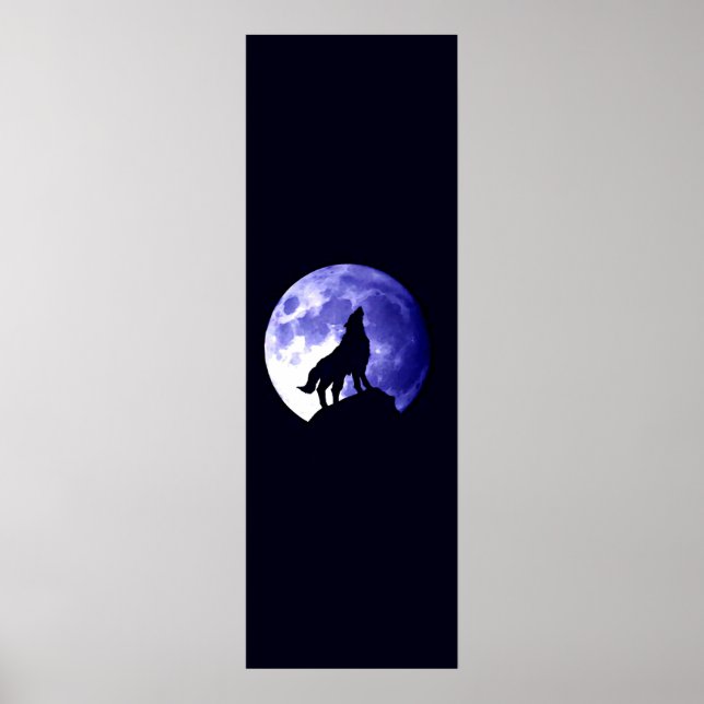 Poster Wolf Howling à l'affiche panoramique de la lune -  (Devant)