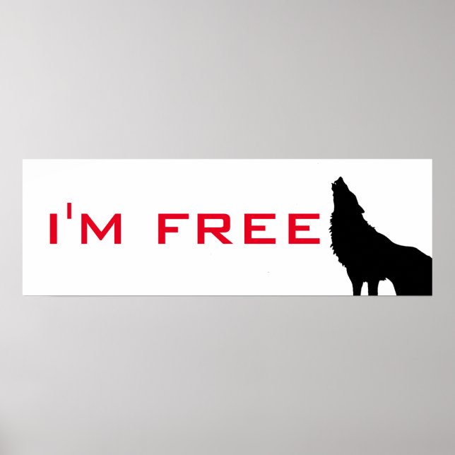 Poster Wolf Motivation Freedom Noir & blanc (Devant)