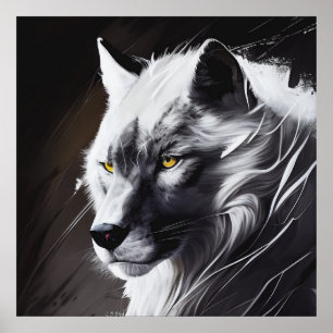 Poster Wolf Portrait Animal Peinture Faune Aventure