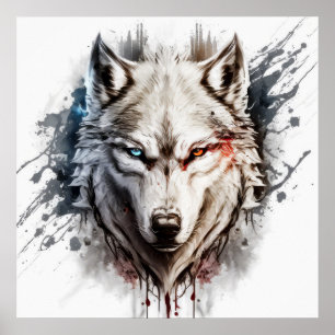 Poster Wolf Portrait Animal Peinture Faune En Plein Air