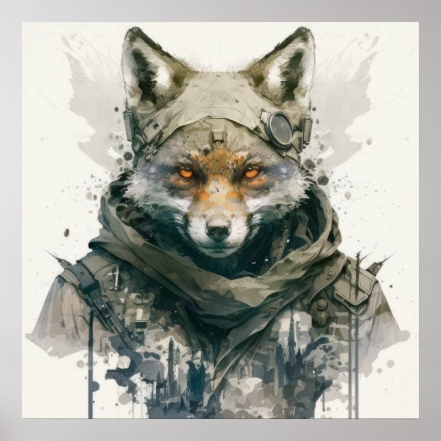 Poster Wolf Portrait Animal Peinture Forêt faunique (Devant)