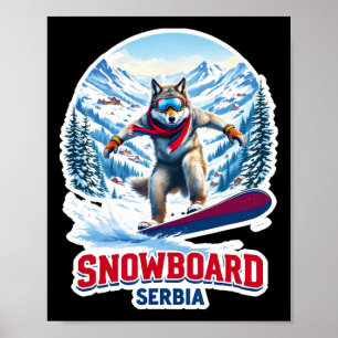 Poster Wolf sauvage de Serbie Snowboard Aventure