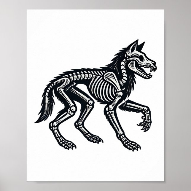 Poster Wolf Skeleton Halloween (Devant)