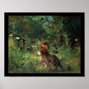 Poster Wolf sur le chemin avec rouge