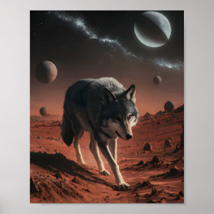 Poster Wolf sur l'espace de la planète Alien