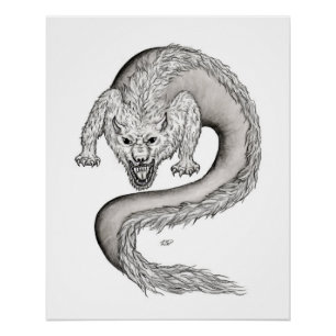 Poster Wolfdragon design noir et blanc