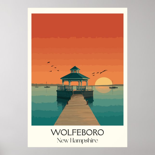 Poster Wolfeboro New Hampshire Lake Sunset (Devant)