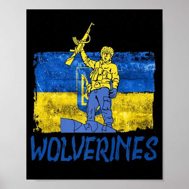 Poster Wolverines Soutenez l'UkraineUkraine Wolverines Am (Devant)
