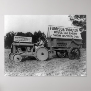 Poster Woman Driving Fordson Tractor Photograph