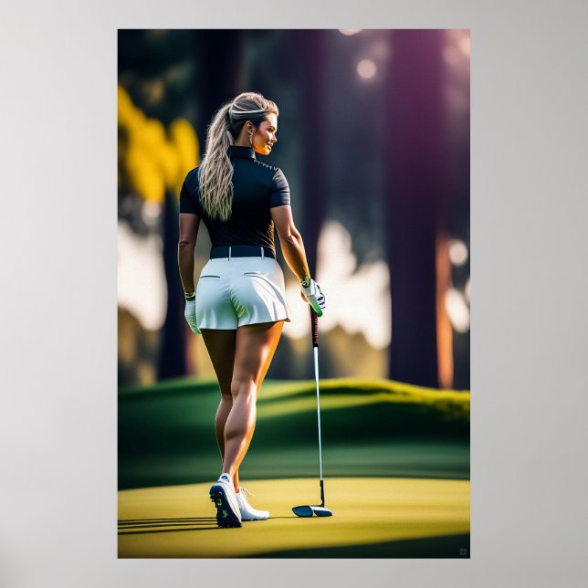 Poster Woman Golfer - Art en toile Imprimer (Devant)