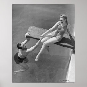 Poster Woman on diving board