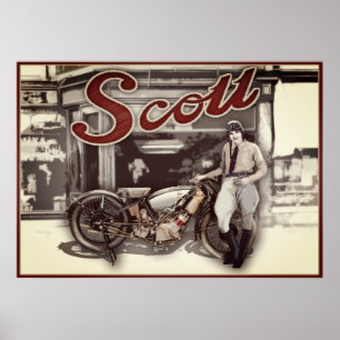 Poster woman on motorcycle