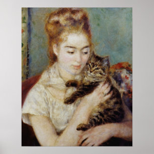 Poster Woman with a Cat by Pierre-Auguste Renoir