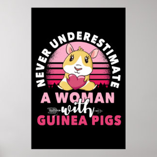 Poster Woman with Guinea Pig Cavy Roddent