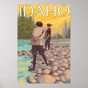 Poster Women Fly Fishing - Idaho