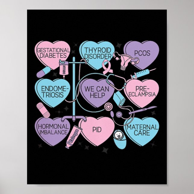 Poster Women Obstetrics Valentine's Day Nurse Ob Gyn Obst (Devant)