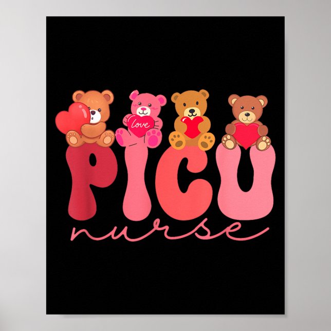 Poster Women Valentine Cu Nurse Pediatrics Cute Bears Ped (Devant)