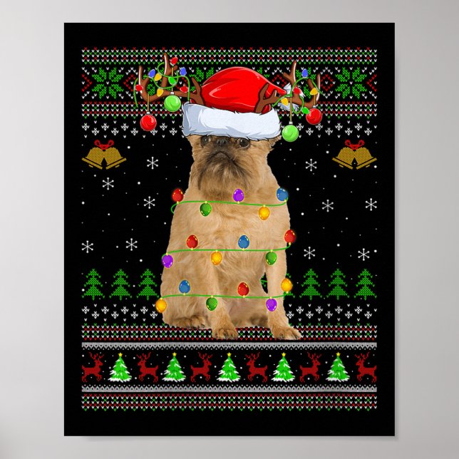 Poster Womens Brussels Griffon Dog Ugly Christmas Sweater (Devant)