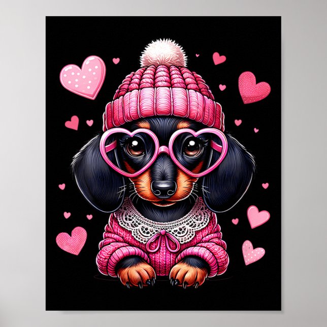 Poster Women's Cute Dachshund Valentines Heart Dog Lover  (Devant)