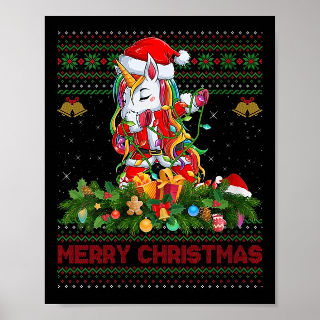 Poster Womens Dabbing Unicorn Ugly Christmas Sweaters Fun (Devant)