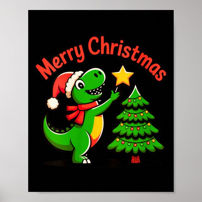 Poster Womens Dinosaur Christmas Merry Christmas T-rex De (Devant)