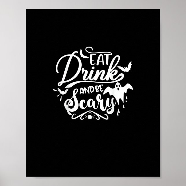 Poster Womens Eat Drink And Be Scary Halloween Modern (Devant)