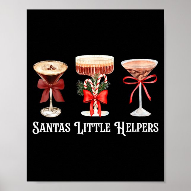Poster Womens Funny Santa's Little Helper Martini Tail Me (Devant)