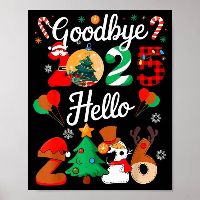 Poster Womens Goodbye 2025 Hello 2026 Christmas Matching  (Devant)
