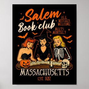Poster Womens Halloween Livre Lecture Sorcière Salem Livr