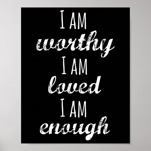 Poster Women's I Am Worthy Motivational Christian  (Devant)