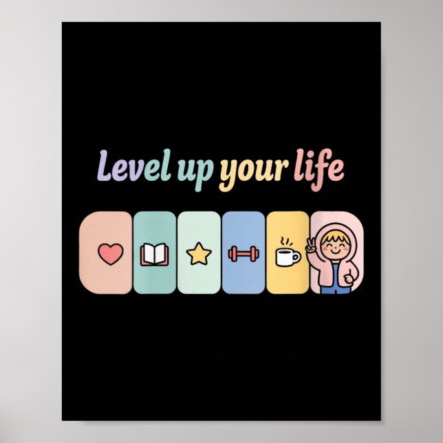 Poster Womens Level Up Your Life Progress Bar Gamer Motiv (Devant)