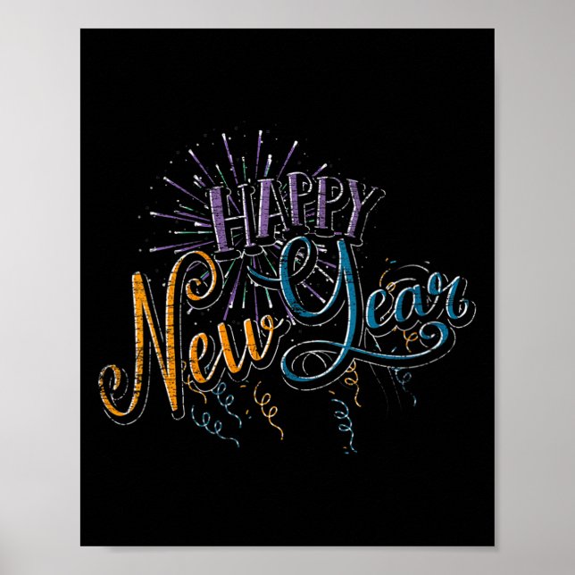 Poster Womens New Years Eve Celebration Confetti Firework (Devant)